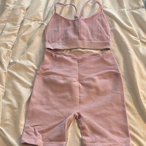 Spiritual Gangster Pink Ribbed Shorts Set